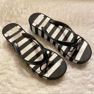 Kate Spade Black White Stripe Platform Flip Flops